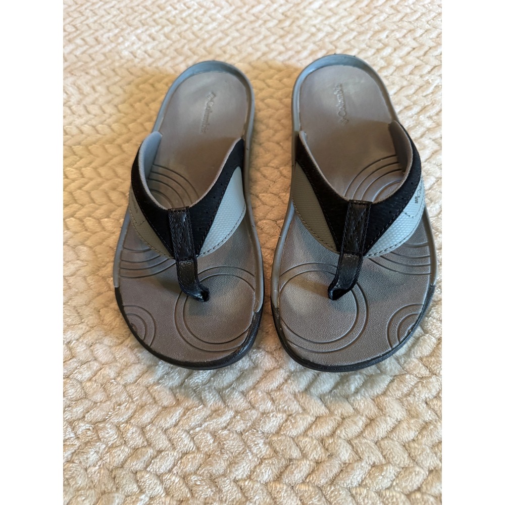 Columbia Kids Grey Black Omni-Grip Flip Flop Sandals YY5440-012 Size 3